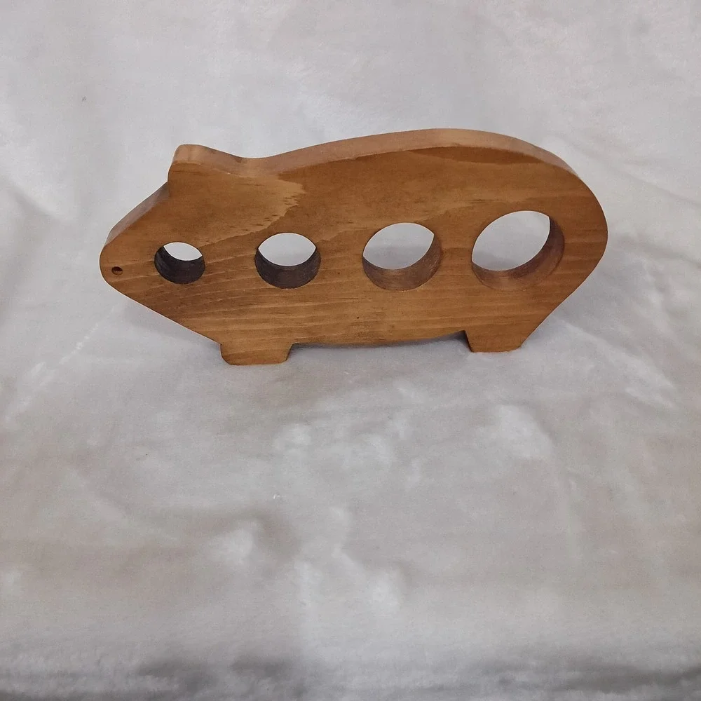 Vintage Wooden Pig Spaghetti Measurer Tool Pasta Portion Control Rustic Kitchen